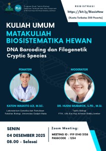 Kuliah Umum DNA Barcoding dan Filogenetik Cryptic Species